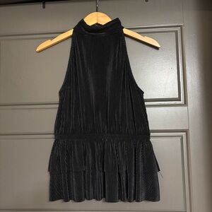 NWOT Black Sleeveless Pleated Top